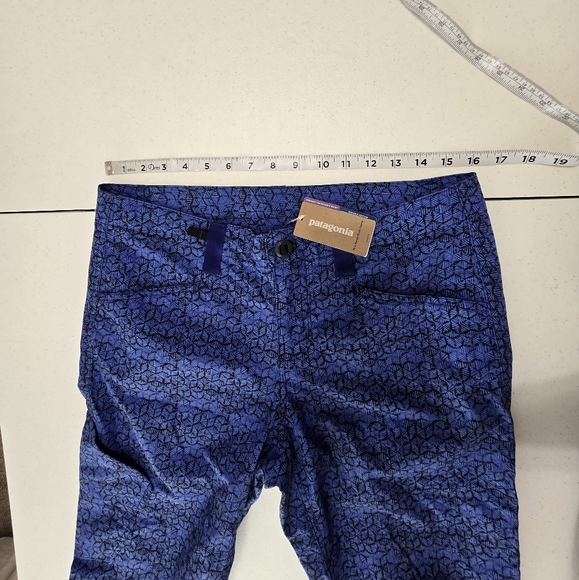 Patagonia Women's Venga Rock Capris Outdoor Blue Hex Batik Cotton Pants Size 10 - Picture 5 of 14